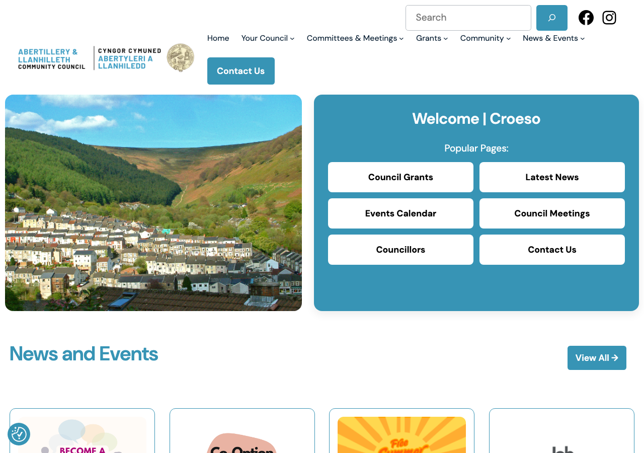 Screenshot of the Abertillery & Llanhilleth Community Council website